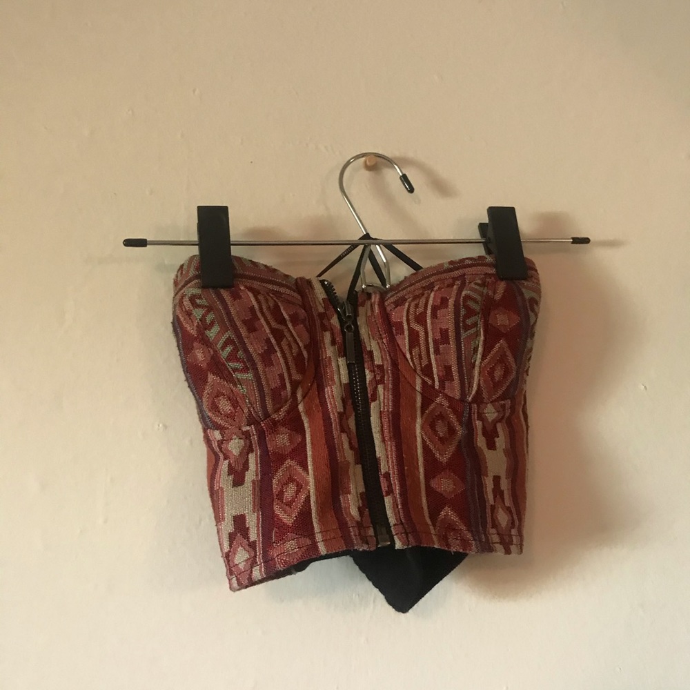 Tribal cropped zipper bandeau